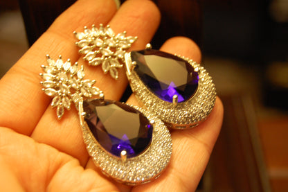 PURPLE AMETHYST ZIRCON EARRINGS