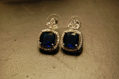 ELEGANT ZIRCON & SAPPHIRE BLUE EARRINGS