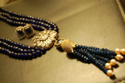 SAPPHIRE BLUE LONG MALA WITH TUSSEL