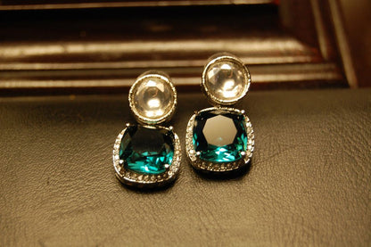 AMERICAN DIAMOND EARRINGS IN DEEP TURQUOISE