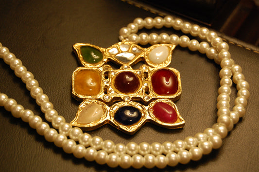 MULTI STONE MALA WITH PEARLS STRING