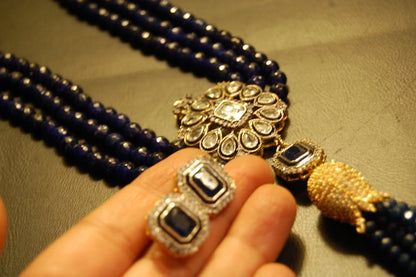 SAPPHIRE BLUE LONG MALA WITH TUSSEL