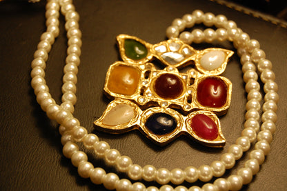MULTI STONE MALA WITH PEARLS STRING
