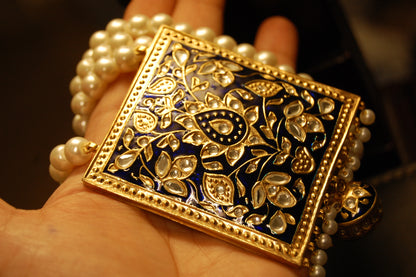 KUNDAN & BLUE MEENA MALA SET