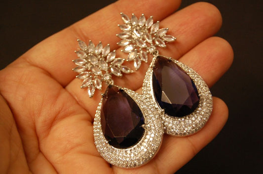 PURPLE AMETHYST ZIRCON EARRINGS