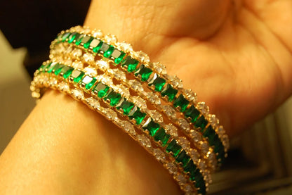 ELEGANT GREEN & ZIRCON BANGLES