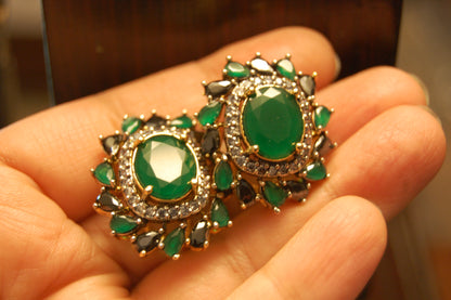 BLUE & GREEN FLORAL EARRINGS