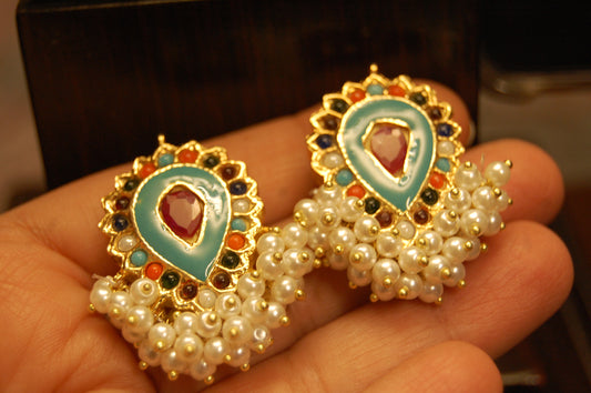 MULTI STONE EARRINGS WITH FEROZY MEENA