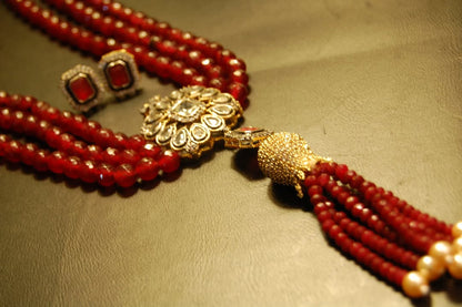 RUBY RED LONG MALA WITH TUSSEL