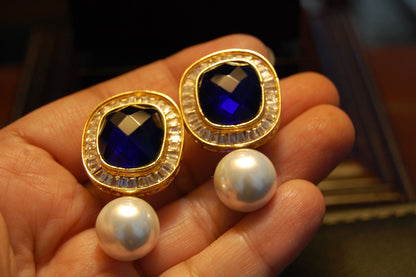 PEARL & BLUE EARRINGS