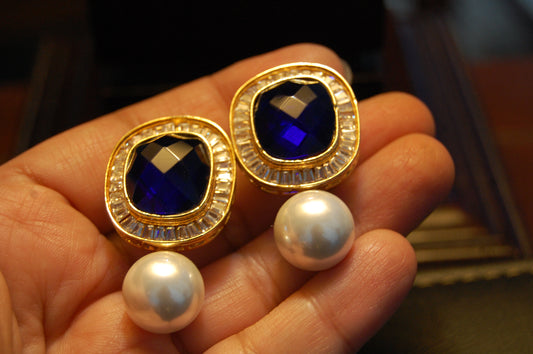 PEARL & BLUE EARRINGS