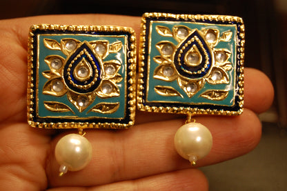 FEROZY & BLUE KUNDAN & MEENA EARRINGS