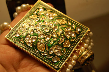 MALA & JHUMKA SET IN KUNDAN WITH GREEN MEENA