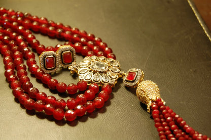 RUBY RED LONG MALA WITH TUSSEL