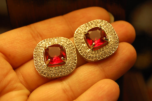RED & ZIRCON EARRINGS