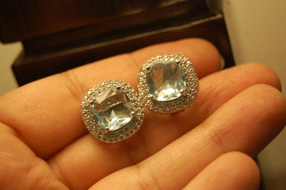 AMERICAN DIAMONDS AQUAMARINE STUDS