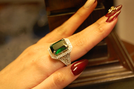 GREEN & ZIRCON RING