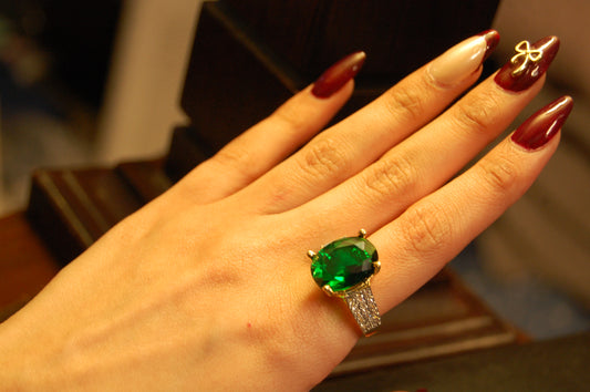 GREEN & ZIRCON RING