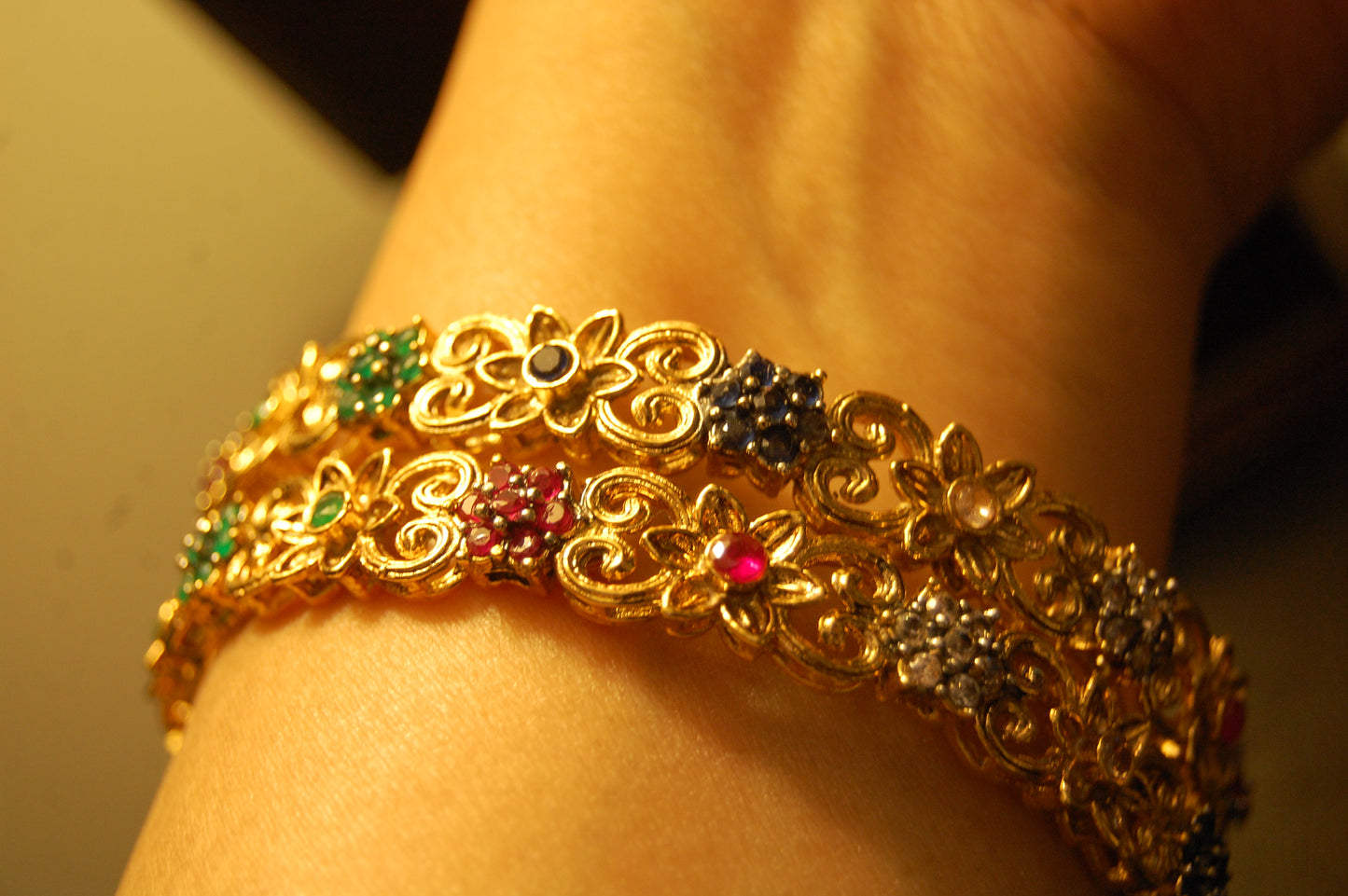 PAIR OF MULTI STONE BANGLES