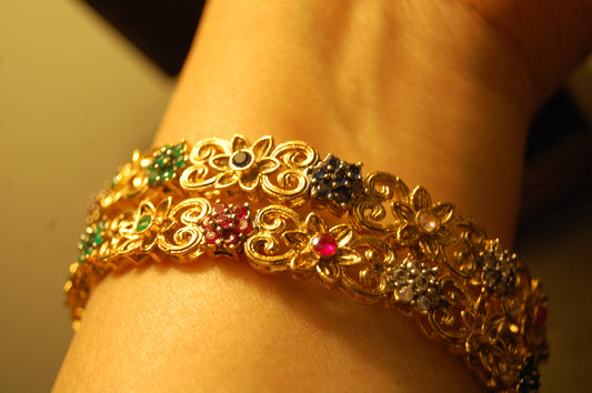 PAIR OF MULTI STONE BANGLES