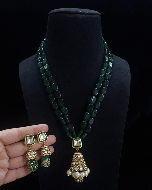ELEGANT GREEN KUNDAN MALA SET