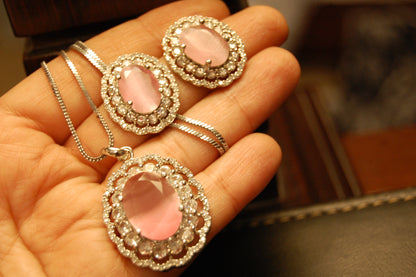 PINK PENDENT SET IN ZIRCONS