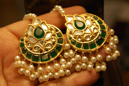 GREEN & KUNDAN EARRINGS