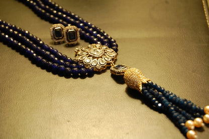 SAPPHIRE BLUE LONG MALA WITH TUSSEL