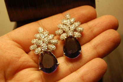 AMERICAN DIAMOND EARRINGS IN AMETHYST PURPLE