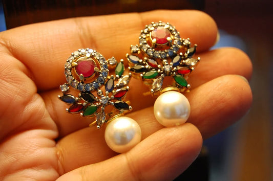 MULTI, PEARL & ZIRCON EARRINGS