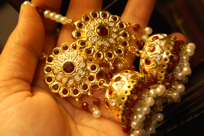 TRADITIONAL RED & KUNDAN JHUMKAS
