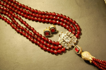 RUBY RED LONG MALA WITH TUSSEL