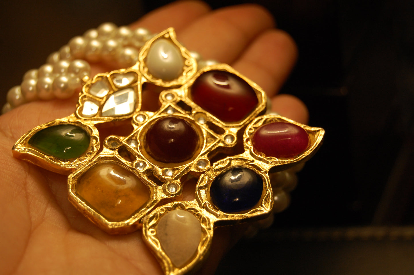 MULTI STONE MALA WITH PEARLS STRING