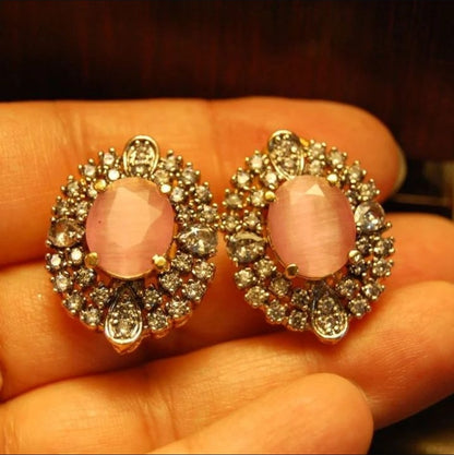 PINK AND ZIRCON EARRINGS