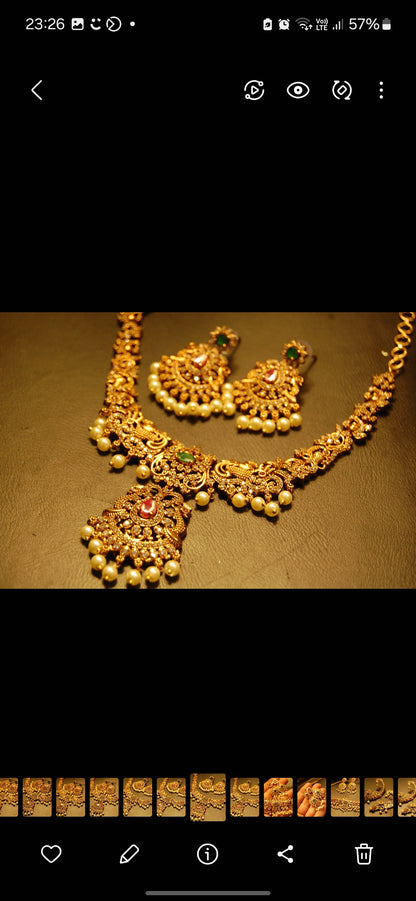 ELEGANT SOUTH INDIAN NECKLACE SET