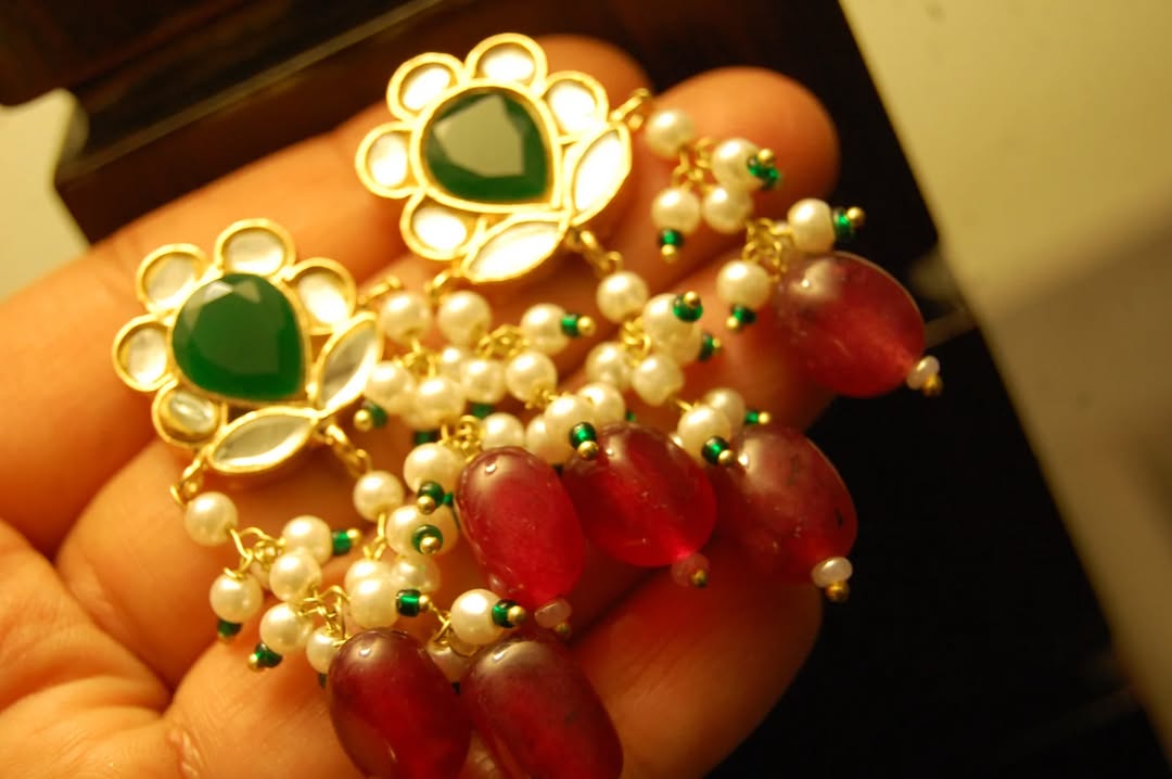 RED & GREEN KUNDAN EARRINGS