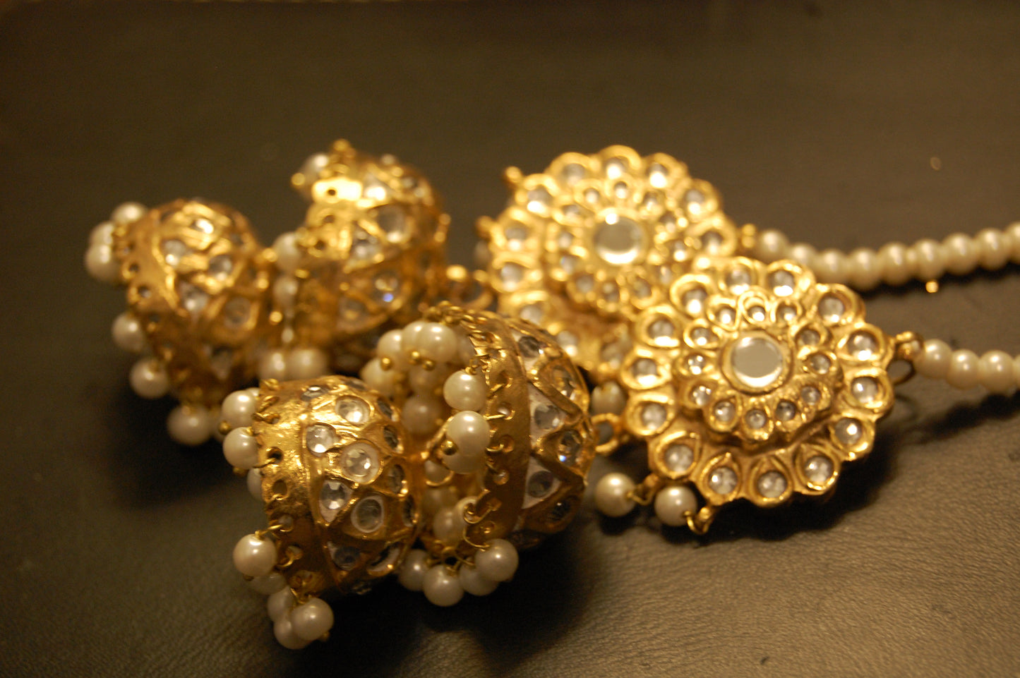 TWO LAYERED KUNDAN JHUMKAS