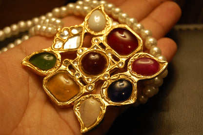 MULTI STONE MALA WITH PEARLS STRING