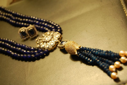 SAPPHIRE BLUE LONG MALA WITH TUSSEL
