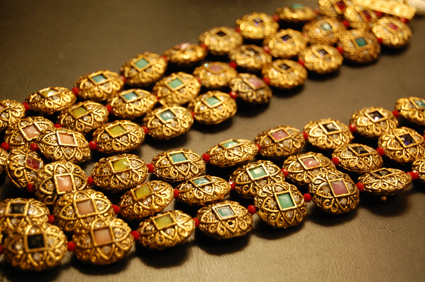 3 LAYERED MALA WITH MULTI STONES