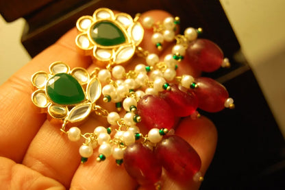 RED & GREEN KUNDAN EARRINGS
