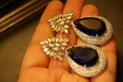 SAPPHIRE BLUE ZIRCON EARRINGS