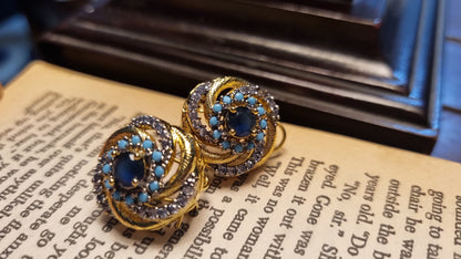 ELEGANT FEROZA & BLUE EARRINGS