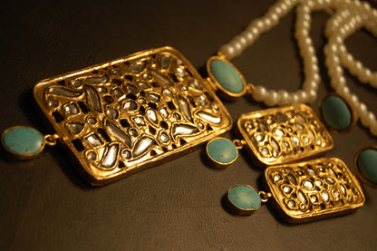 ELEGANT KUNDAN & FEROZA MALA SET
