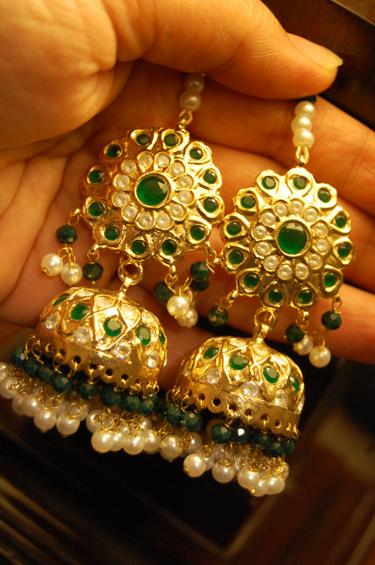 TRADITIONAL GREEN & KUNDAN JHUMKAS