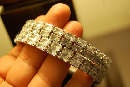 SET OF 4 ZIRCON BANGLES IN  SILVER BASE