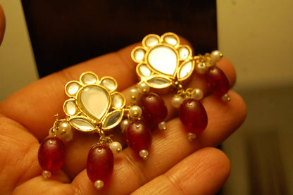 RED KUNDAN EARRINGS