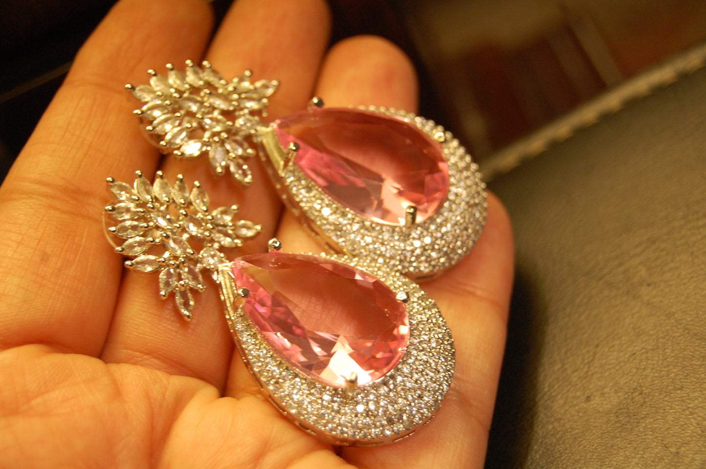 PINK ZIRCON EARRINGS