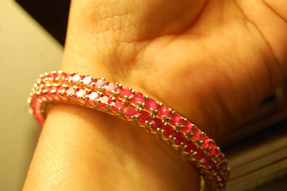 PAIR OF ELEGANT RUBY RED  BANGLES
