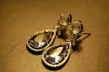 INDIAN AMERICAN DIAMOND EARRINGS IN LILAC